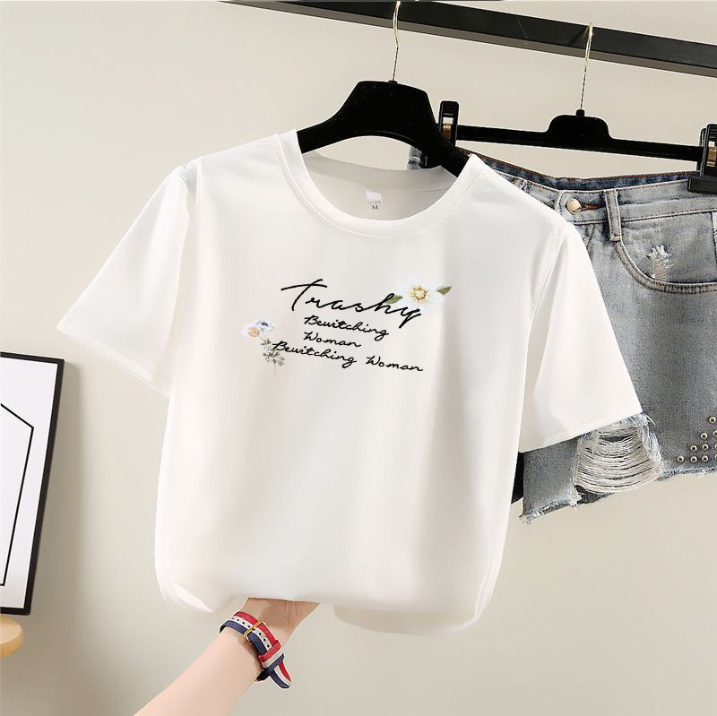 Maglietta estiva da donna a maniche corte, nuova, taglia grande, casual, per studenti_voghion.com