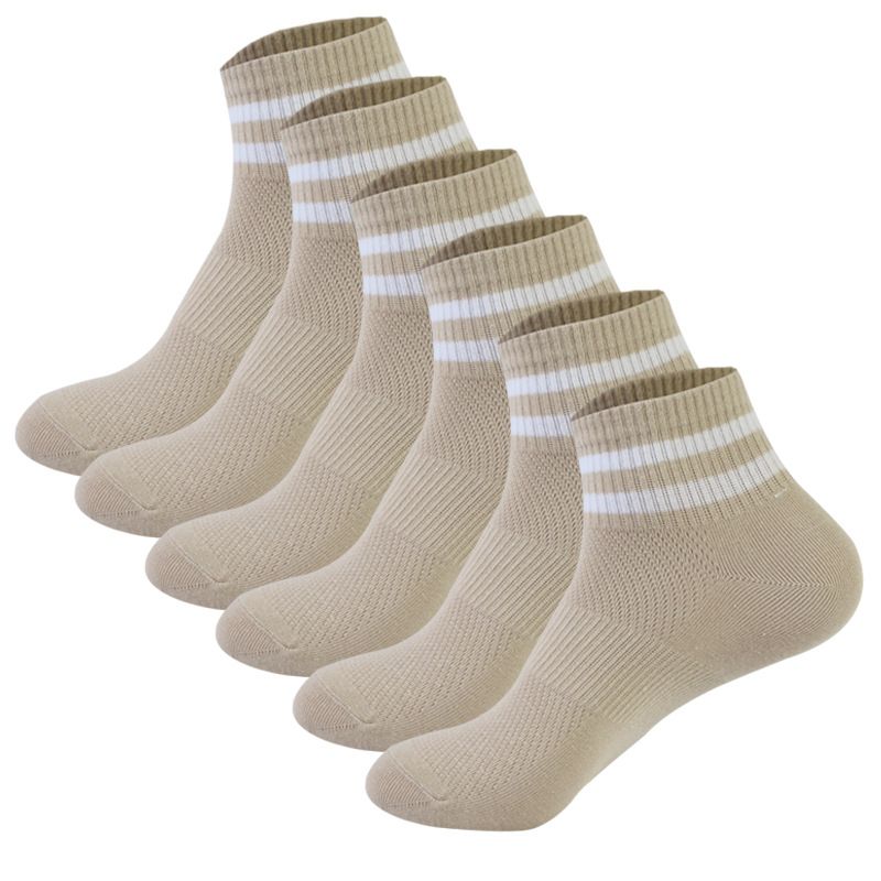 Sport Socks Two Bar Sports Socks Thin Mesh Women's Boat Socks Student Striped Short Tube Socks Breathable Cotton Socks_voghion.com