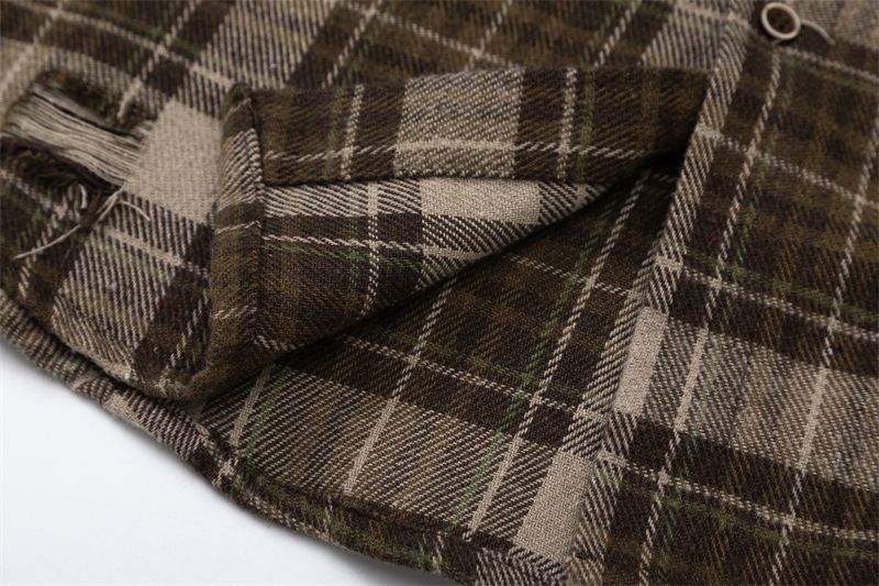 Camicia a quadri a maniche lunghe alla moda in stile americano Wild Azi per donna con design di patch rovinate_voghion.com