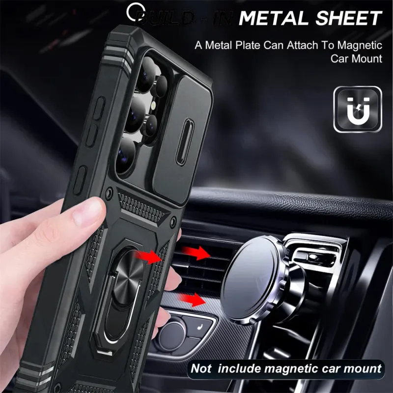 Hülle fir Samsung Galaxy S25 S24 S23 S22 Ultra Plus A55 A56 A36 FE 4G 5G Slider Kamera Schutz 360 Vollschutz Klammer Cover_voghion.com