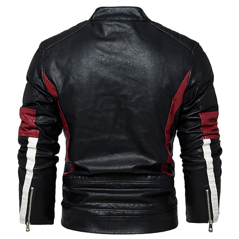 Suitable For All Seasons Plus Size PU Leather Coat Men's Motorcycle Jacket With Fleece Lining_voghion.com