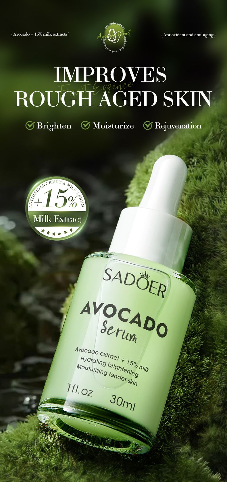 SADOER Strawberry Fruit Milk Serum 30ml Moisturizing And Smooth Skin Tender Brightening Moisturizing And Hydrating Serum_voghion.com
