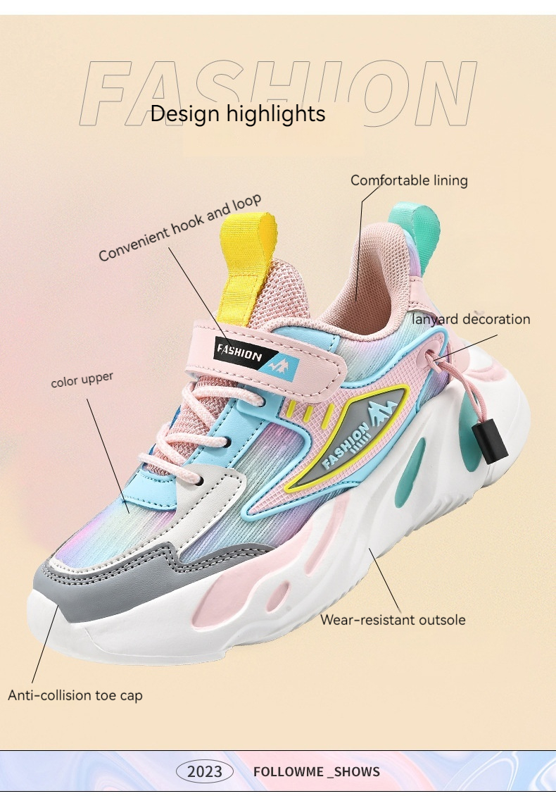Mädchenschuhe Frühling und Herbst Neue Mesh-Sommer-Kindersportschuhe Obermaterial aus Leder, lässige Laufschuhe für große Jungen_voghion.com