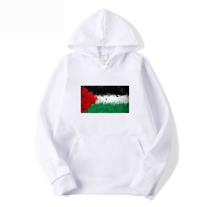 Felpa con cappuccio casual tinta unita con tema Pakistan-Israele Palestina da donna_voghion.com