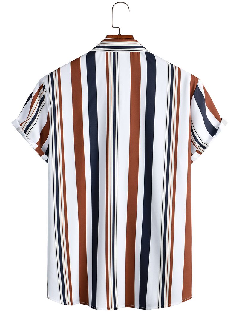 Men's Clothing Summer New Striped Shirt Men's Casual Shirt Short Sleeve Shopify_voghion.com