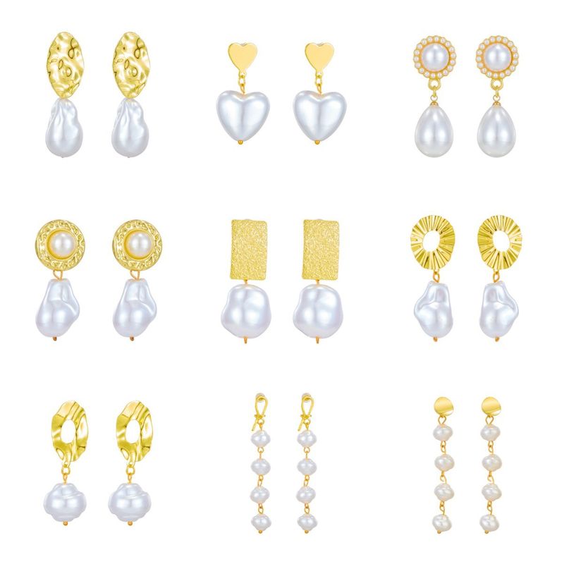 French shaped pearl earrings vintage fashion exaggerated earrings pearl earrings women_voghion.com