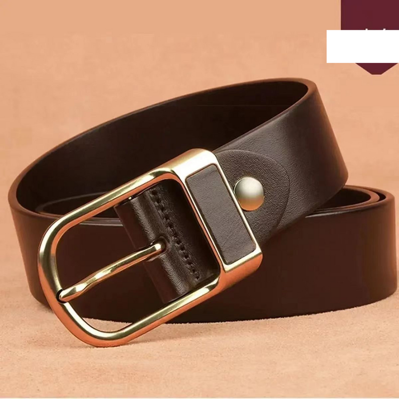 Cintura da uomo unisex casual con fibbia ad ardiglione, stile retrò, in morbida pelle di denim_voghion.com