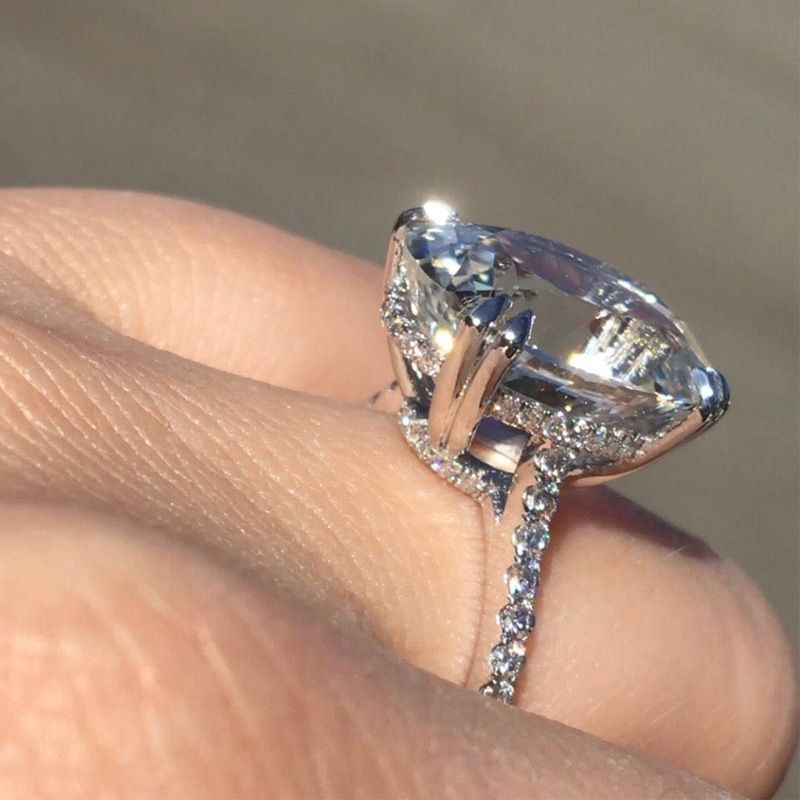 Neu Schmuck Herzen Acht Pfeile Super Shiny Ei-Förmigen Zirkon Ring Für Frauen_voghion.com