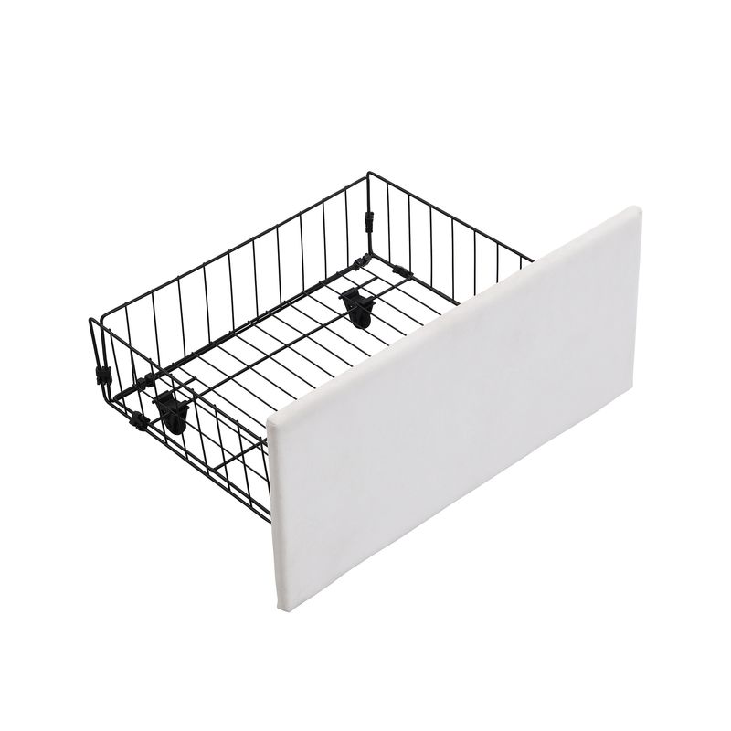 Cadre de lit coffre hydraulique rembourré en velours avec 3 tiroirs, sommier à lattes, beige, 180 x 200 cm, matelas non inclus_voghion.com