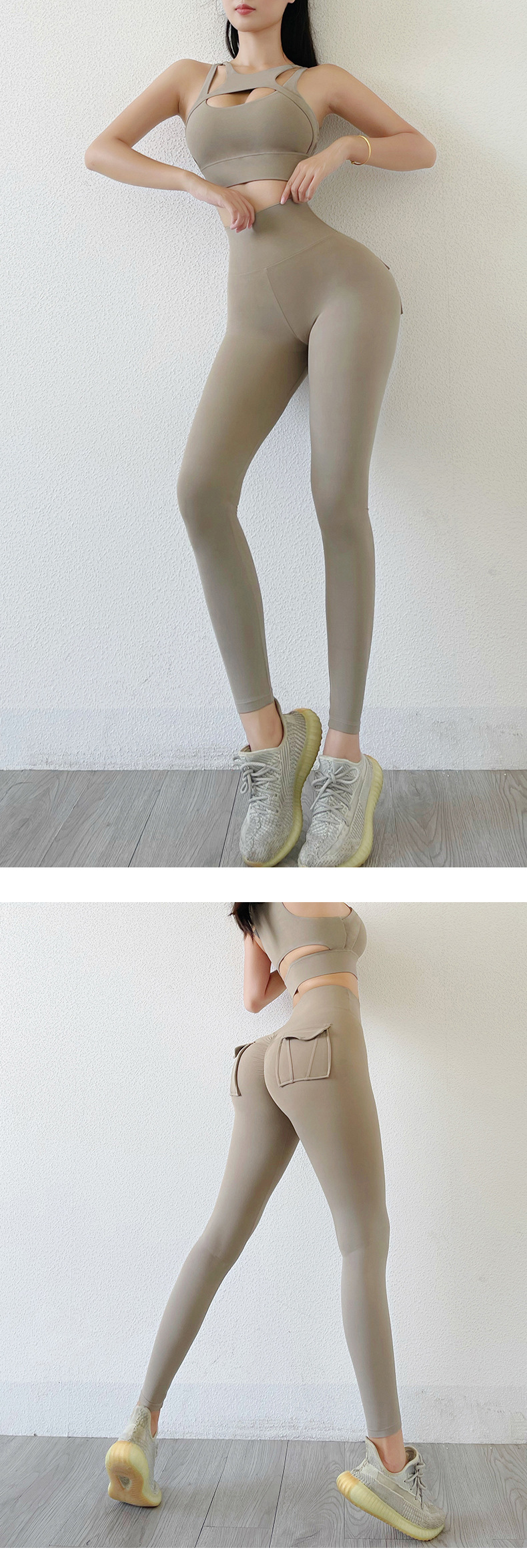 Women's Nude High-waist Butt-lifting Yoga Pants For Women With Pockets Sports Tights Chrysanthemum Fitness Pants_voghion.com
