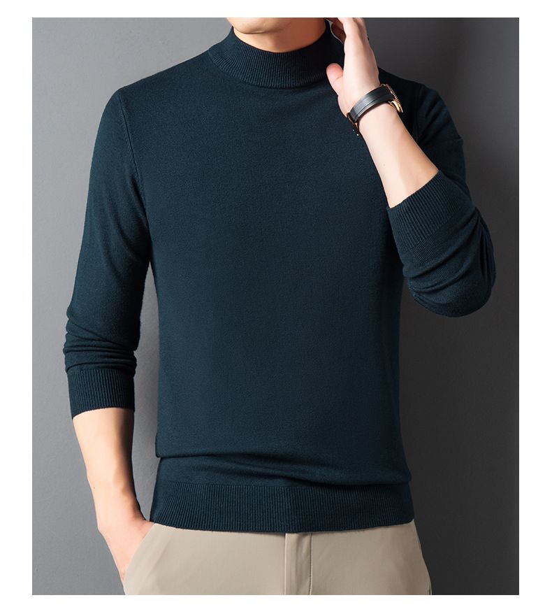 Herbst und Winter Halbhoher Kragen Precision Edition Dicker Herren Strickpullover mit Kapuze_voghion.com