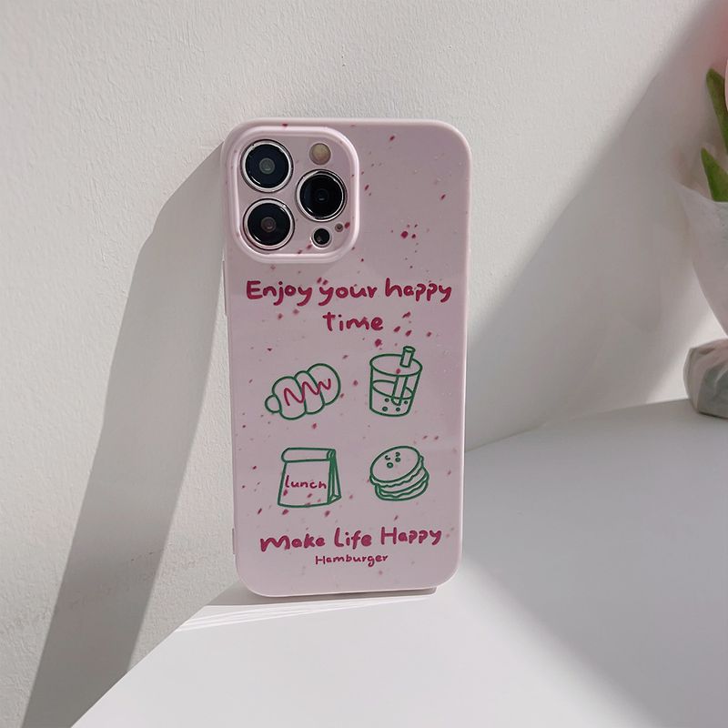 CyberGear Ins Pink Purple Hamburger Bread Compatible With IPhone 16 Pro Max Phone Case Korean Style 17 13 Silicone 15 Soft_voghion.com