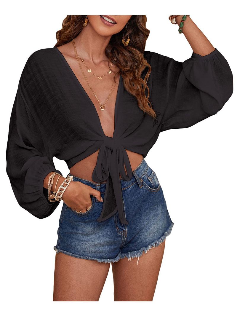 2024 Cover-Up Solid Color Bikini Beach Shirt For Women_voghion.com