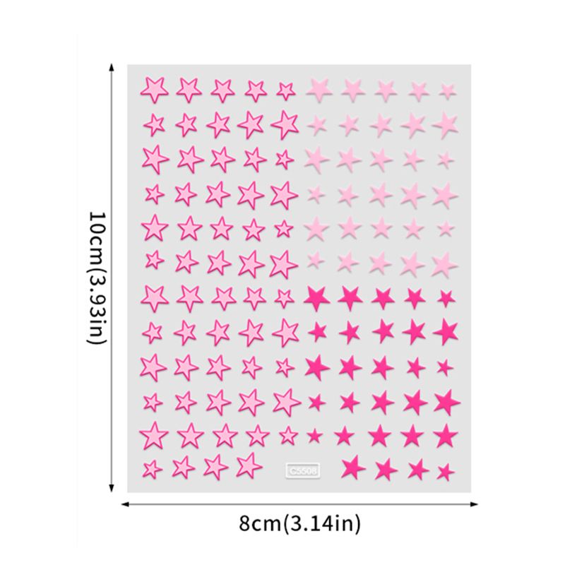 4-in-1 Star Nail Stickers Set - Pink & Blue Stars, Hearts & Fairy Decorations For Nail Art_voghion.com