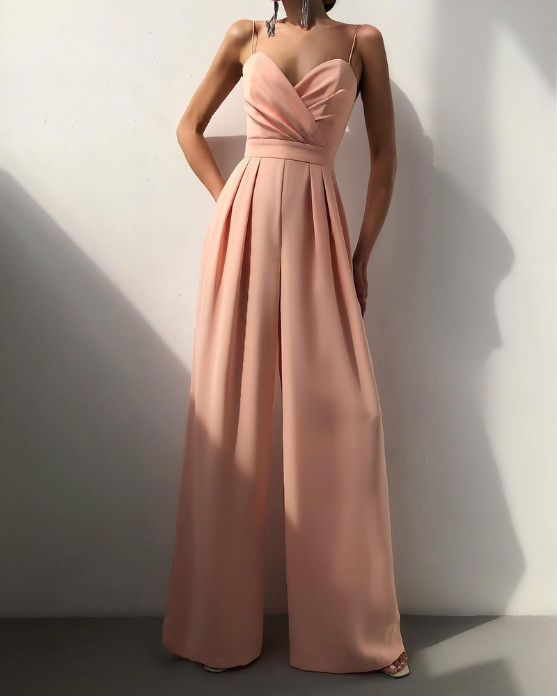 Kvinders slyngetalje lige gulvlængde minimalistisk ærmeløs jumpsuit forår og sommer nyt produkt_voghion.com