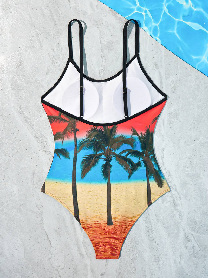 Maillot de bain une pièce sexy pour femmes européennes et américaines avec imprimé de positionnement français, coupe ajustée, couvrant le ventre et effet amincissant_voghion.com