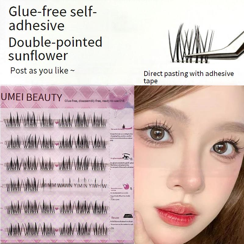 Beauty Health Glue Free And Removable Sunflower False Eyelashes Segmented Self Adhesive Eyelashes Double Pointed Sunflower Stem Free Glue_voghion.com