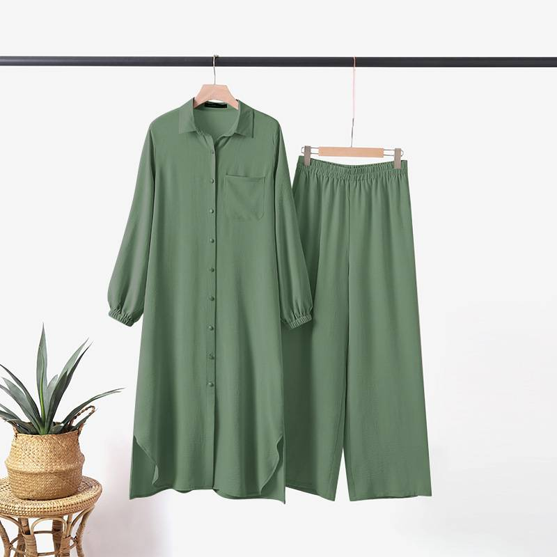 Dameklær Høst Rundhals Yttervest Høy midje A Line Skjørt Temperament Todelt dress_voghion.com