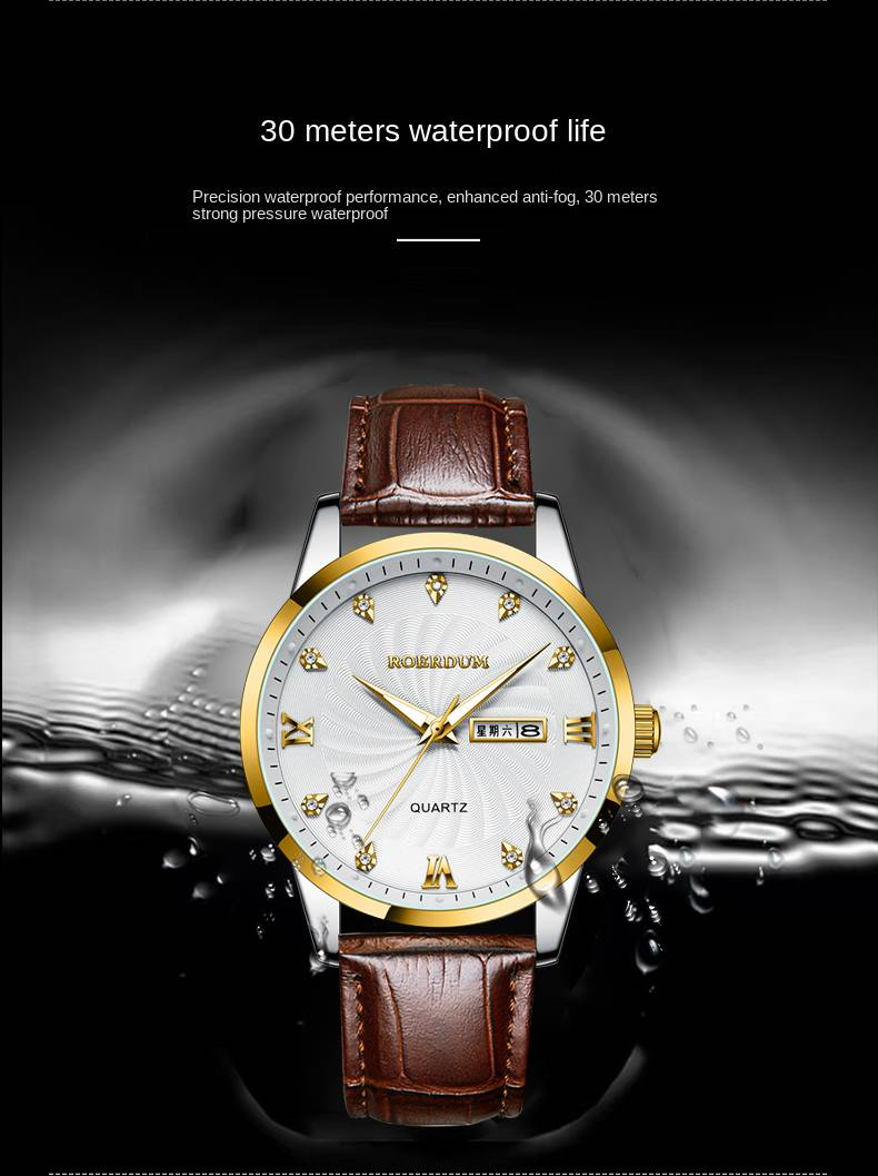 ROERDUM Gentleman Series - Brown Retro Style Quartz Watch With Silver Dial And Leather Strap For Men | Casual & Business Timepiece_voghion.com