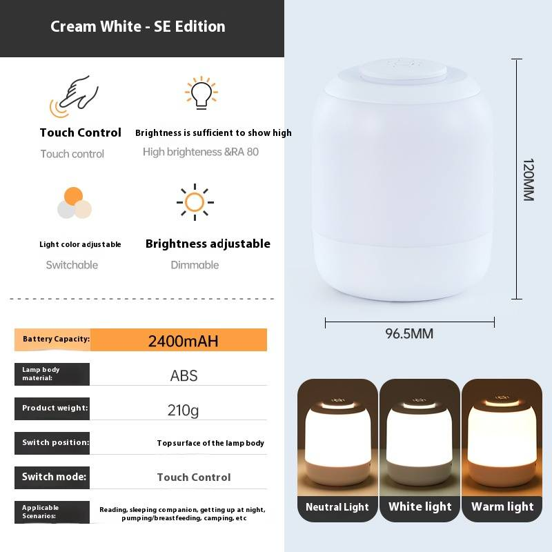 Luce notturna a LED ricaricabile touch, lampada da comodino per alimentazione notturna, lampada da tavolo per dormitorio, lampada per atmosfera_voghion.com