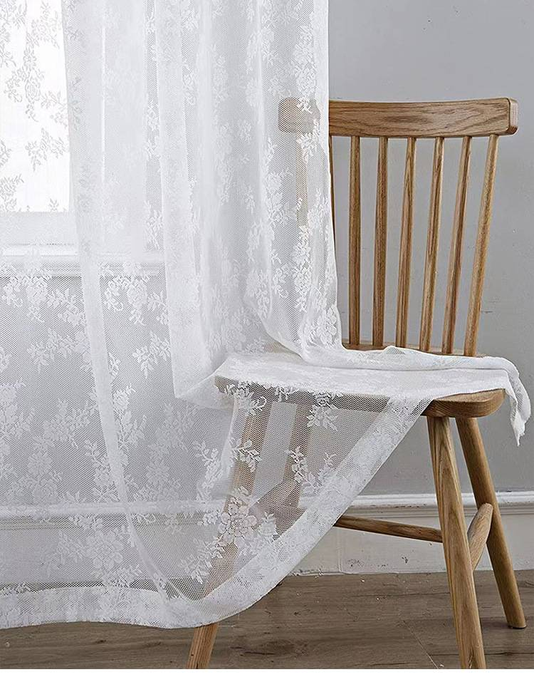 Wave Lace Sheer Curtains 80% Polyester - White/Pink Voile Drapes For Living Room Bathroom Light Filtering Privacy, Rod Pocket Ready To Hang_voghion.com