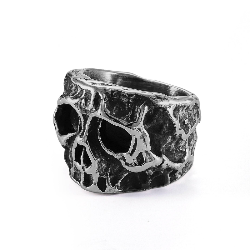 Rings Patterned Three Dimensional Skull Stainless Steel Ring Punk Ring Men's Titanium Steel Smooth Hip Hop_voghion.com