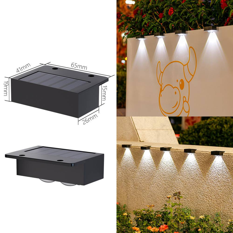 Solar-Stufenleuchten für den Außenbereich, Wandleuchten mit automatischer Ein-/Ausschaltung für Treppen, Garten, Terrasse, Weg – wasserdichte LED-Terrassenbeleuchtung (weißes/warmes Licht)_voghion.com
