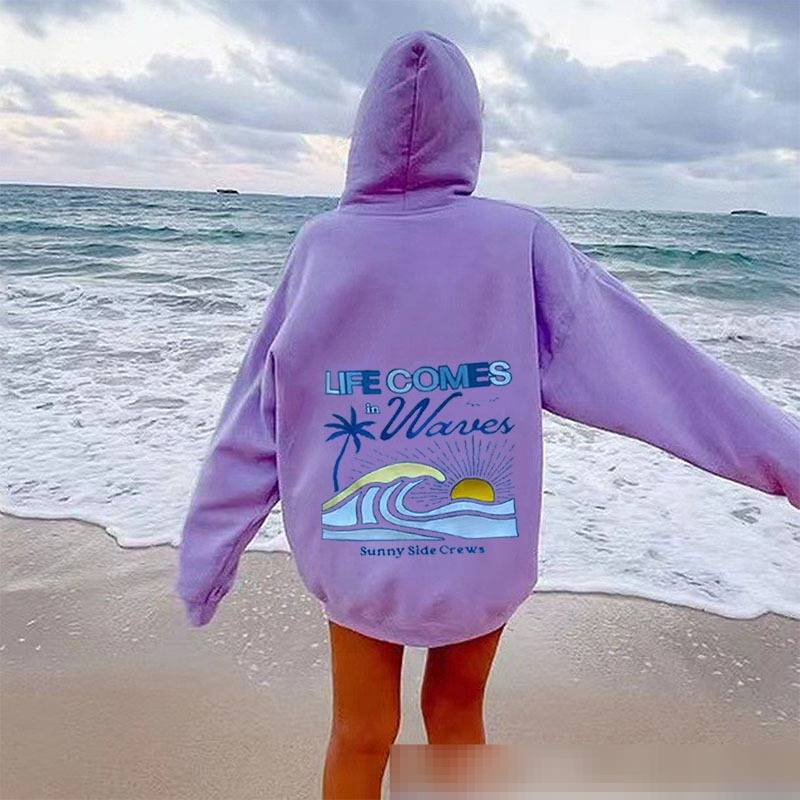 Sweat-shirt à capuche oversize pour homme et femme, épaules tombantes et imprimé stylé – Pull décontracté en mélange de polyester doux pour un style streetwear tendance_voghion.com