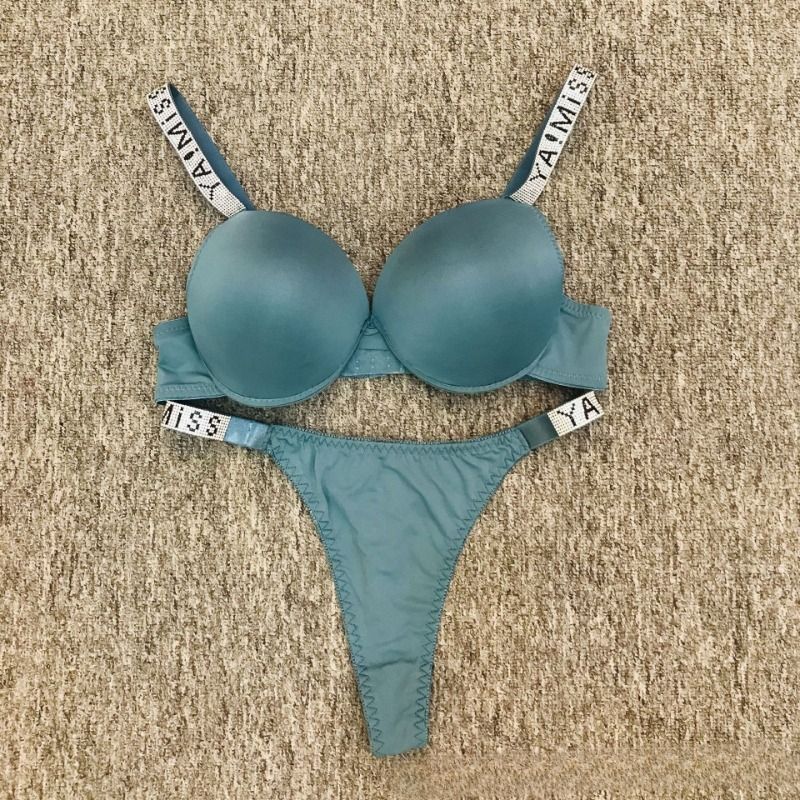 Sexy Thong Hot Diamond Underwear Women's Upper Support Gathers Thin Adjustment Bra Factory Wholesale_voghion.com