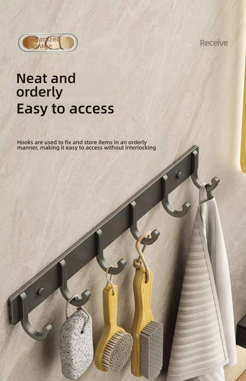 Robuste Wandhaken aus Aluminium – Selbstklebende Mehrfachhakenleiste ohne Bohren für Bad, Küche und Tür (15 kg Tragkraft, rostfrei, modernes Design)_voghion.com