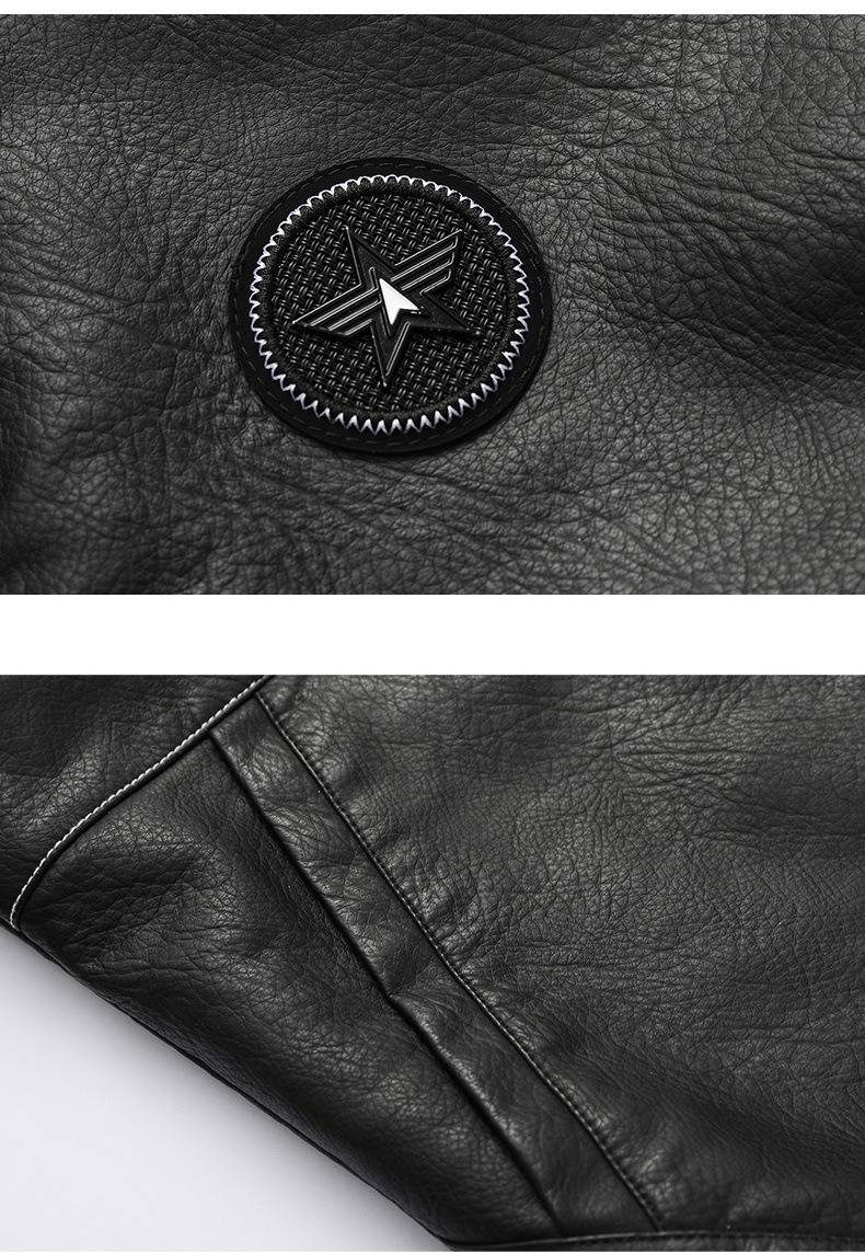 Winter Hübsche Große Gänseleder Casual PU Leder Herren Plus Samt Dicker Warmer Mantel Winddichte Motorrad Große Lederjacke_voghion.com