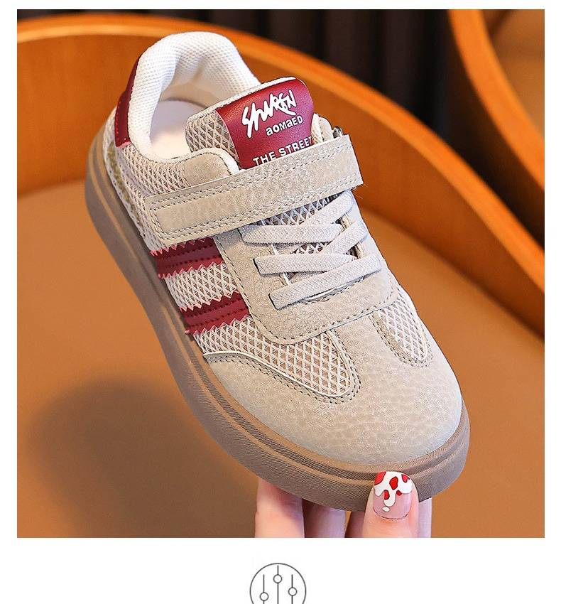 Atmungsaktive Kinder-Sneaker für Jungen und Mädchen – Leichte, flache Freizeitschuhe mit Mesh-Obermaterial und rutschfester Sohle (Schwarz/Weiß/Khaki, Größen 27–37)_voghion.com