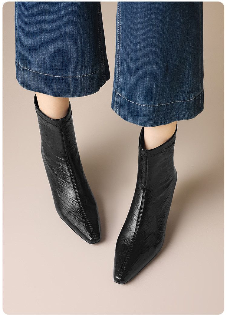 Cameido French Pointed Toe Slim Heels Women's Short Boots For Autumn_voghion.com