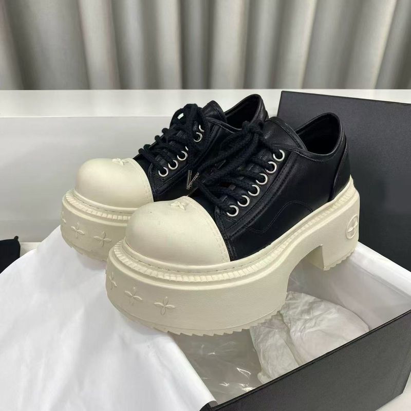 26ss Flower Cross S Derby New Wild Low-top Lace-up Casual Color-blocking Versatile Height-increasing Black And White Bi_voghion.com