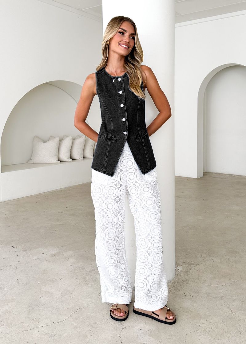 Damenbekleidung Retro-Mode Ärmellose Taille Jeansjacke Weste Frauen_voghion.com