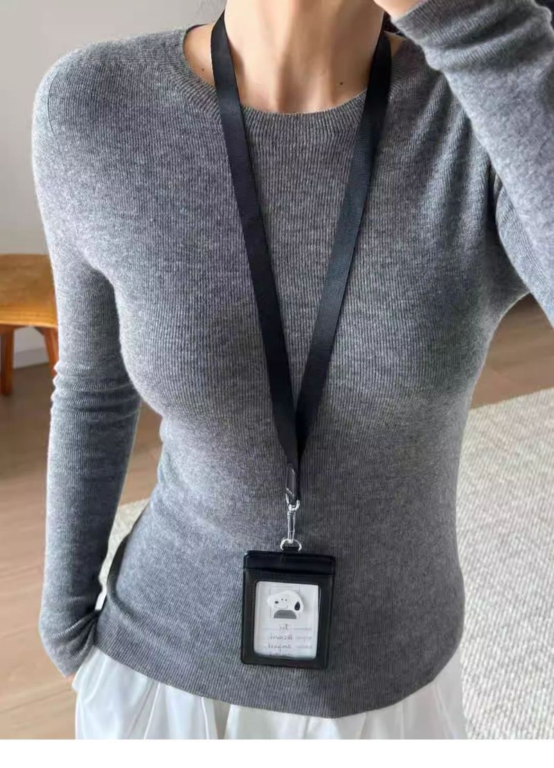 Camicia bianca slim fit con scollo rotondo in lana per donna, intimo snellente per autunno e inverno, maglione esterno indossabile,_voghion.com