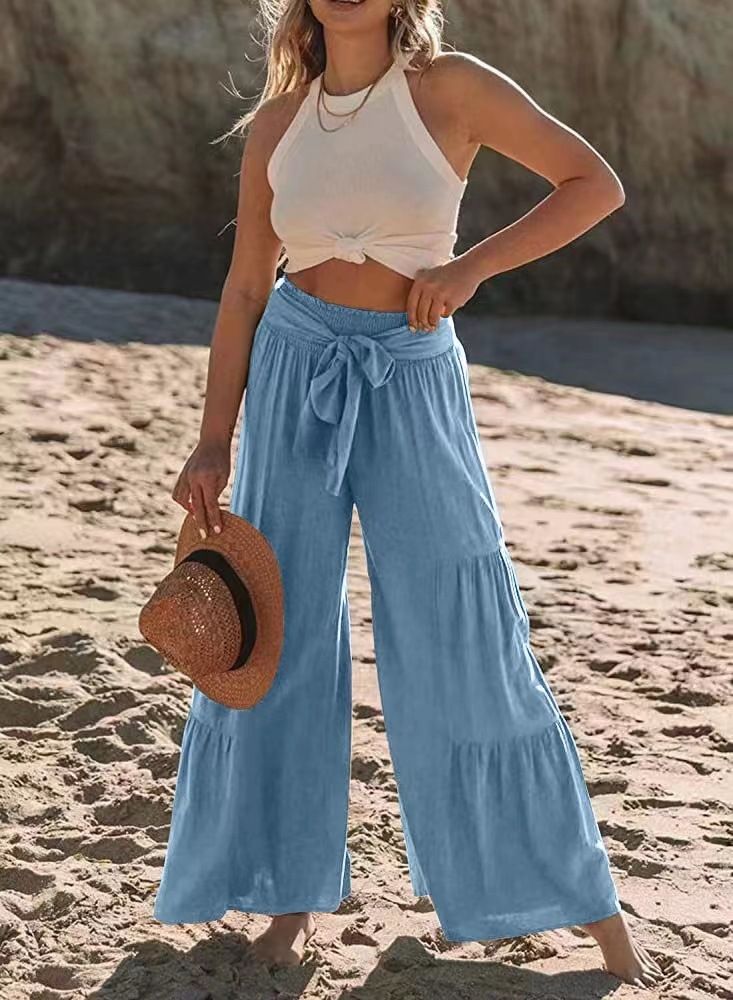 Pantaloni casual da donna in cotone stile casual realizzati con vecchi pantaloni a vita media da indossare_voghion.com