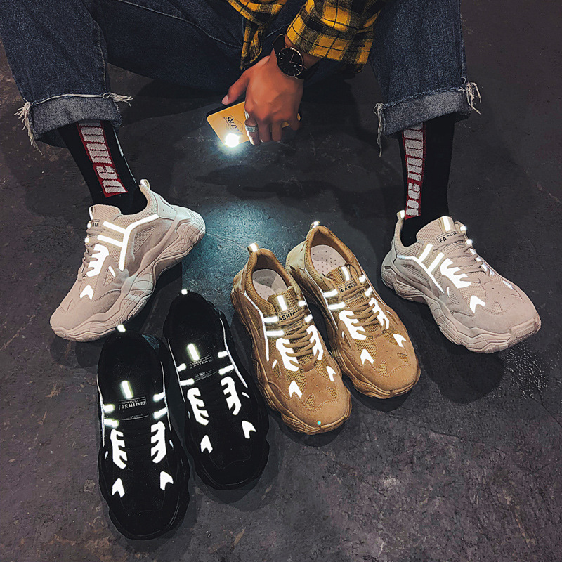 Scarpe casual da uomo per studenti, stile coreano, primavera e autunno 2025, con sneakers riflettenti ING Trend e papà_voghion.com
