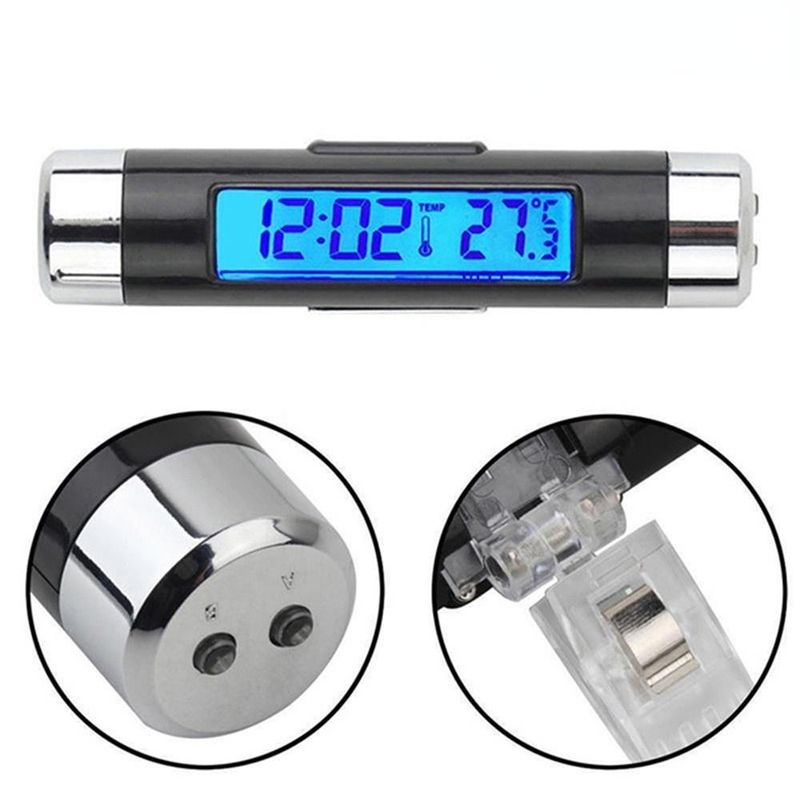 1Pcs LCD Auto Thermometer Digital Uhr 2 In1 Auto Elektronische Uhr Mit Clip_voghion.com