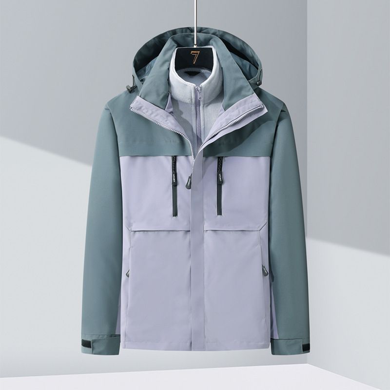 Giacca da trekking unisex 3 in 1 impermeabile antivento in caldo pile di visone con fodera interna staccabile_voghion.com