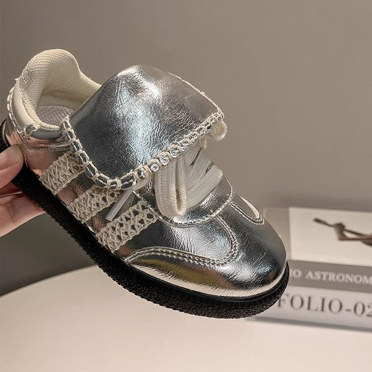 Scarpe da ginnastica basse da donna in pelle con cinturino sottile e punta rotonda, da ginnastica casual sportive in pelle Sier Moral per bambini_voghion.com