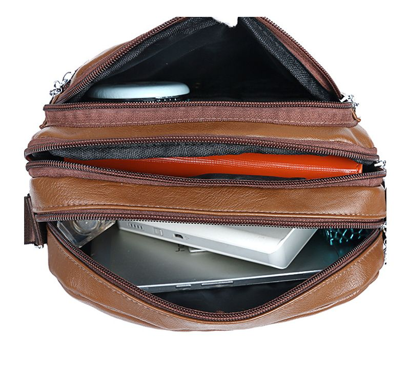 Mulheres PU Ombro Multi-camada Meia-idade Messenger Crossbody Bag Bolsas de marca Bolsa lateral fofa_voghion.com