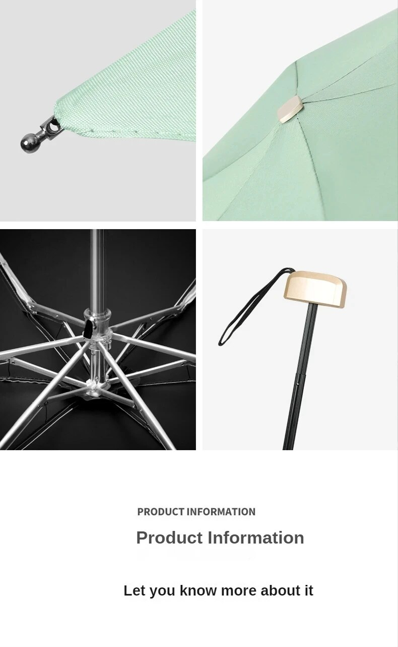 70% Off Mini Small Rain Vinyl Folding Umbrella UV Ultraviolet Protection Sun Shade Pocket Parasol_voghion.com