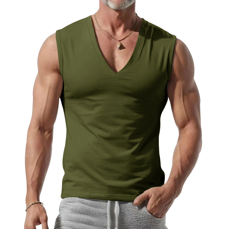 24 Gilet da uomo estivo, nuovo, tinta unita, ampio, con scollo a V, stile semplice e casual_voghion.com