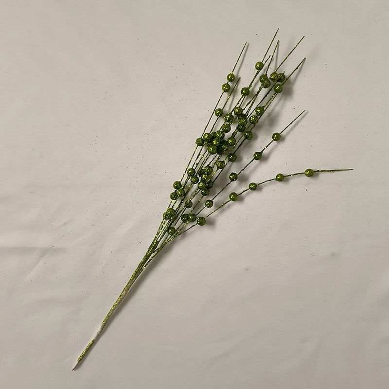 Lillian Christmas Decoration Gold Powder Berry Ball Bundle Artificial Stem Ornament 12 Fork Bead Glitter Stick Flower Vine_voghion.com