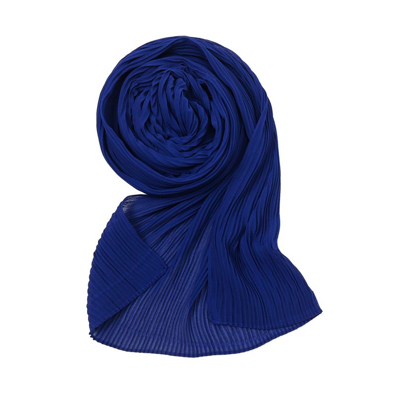 Unisex Pearl chiffon pleated solid color scarf for women hot selling solid color toothpick pressed wrinkled headscarf_voghion.com