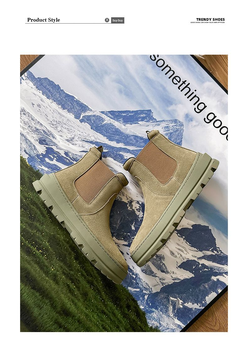Couple Casual Chelsea Boots Thick-soled Height Increasing Tooling Boots Sleeve Martin Boots_voghion.com