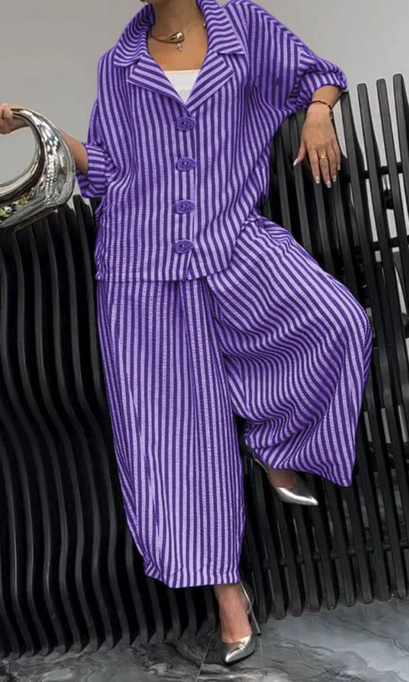 Damenbekleidung 2-teiliges Damen-Set mit kariertem Anzug und Kragen, hohe Taille, lockere Neun-Punkt-Hose_voghion.com