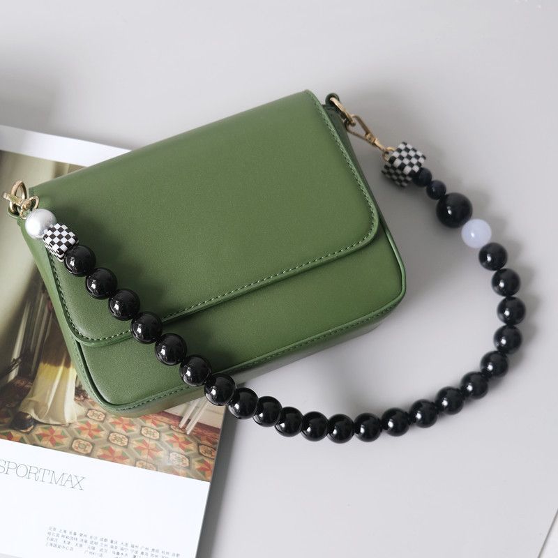 Mode Vintage Handgemaakte Kleur-Block Zwarte Hars Tas Handheld Acryl Kralenketting_voghion.com