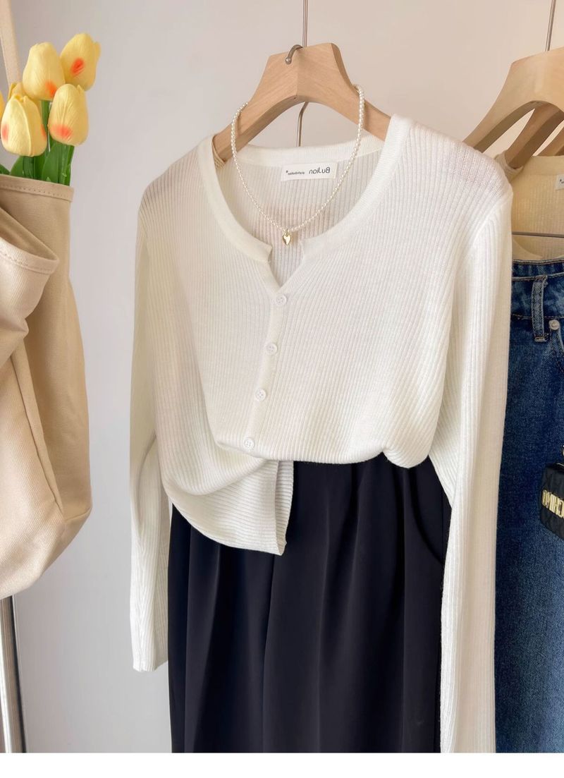 ragazza 6 lana latte blu corto lavorato a maglia per donna primavera e autunno cardigan a maniche lunghe piccolo profumo stile strato interno base_voghion.com